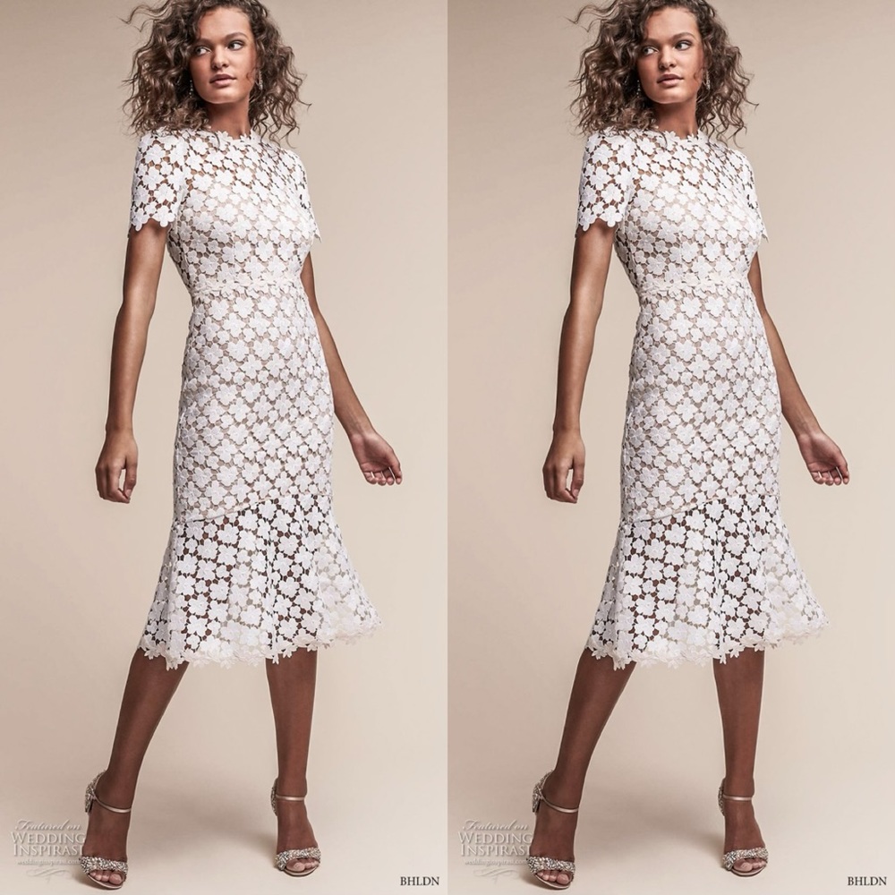 BHLDN Ivory Lace Midi Wedding Dress - Picture 2 of 9